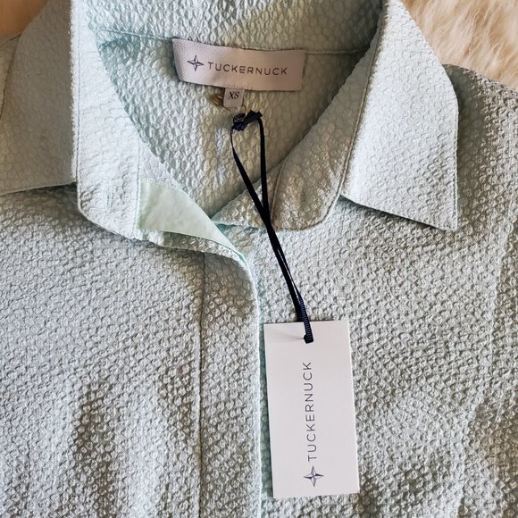 Tuckernuck Pleated Top Adele Sea Glass Blue Size XS NWT - Picture 8 of 12